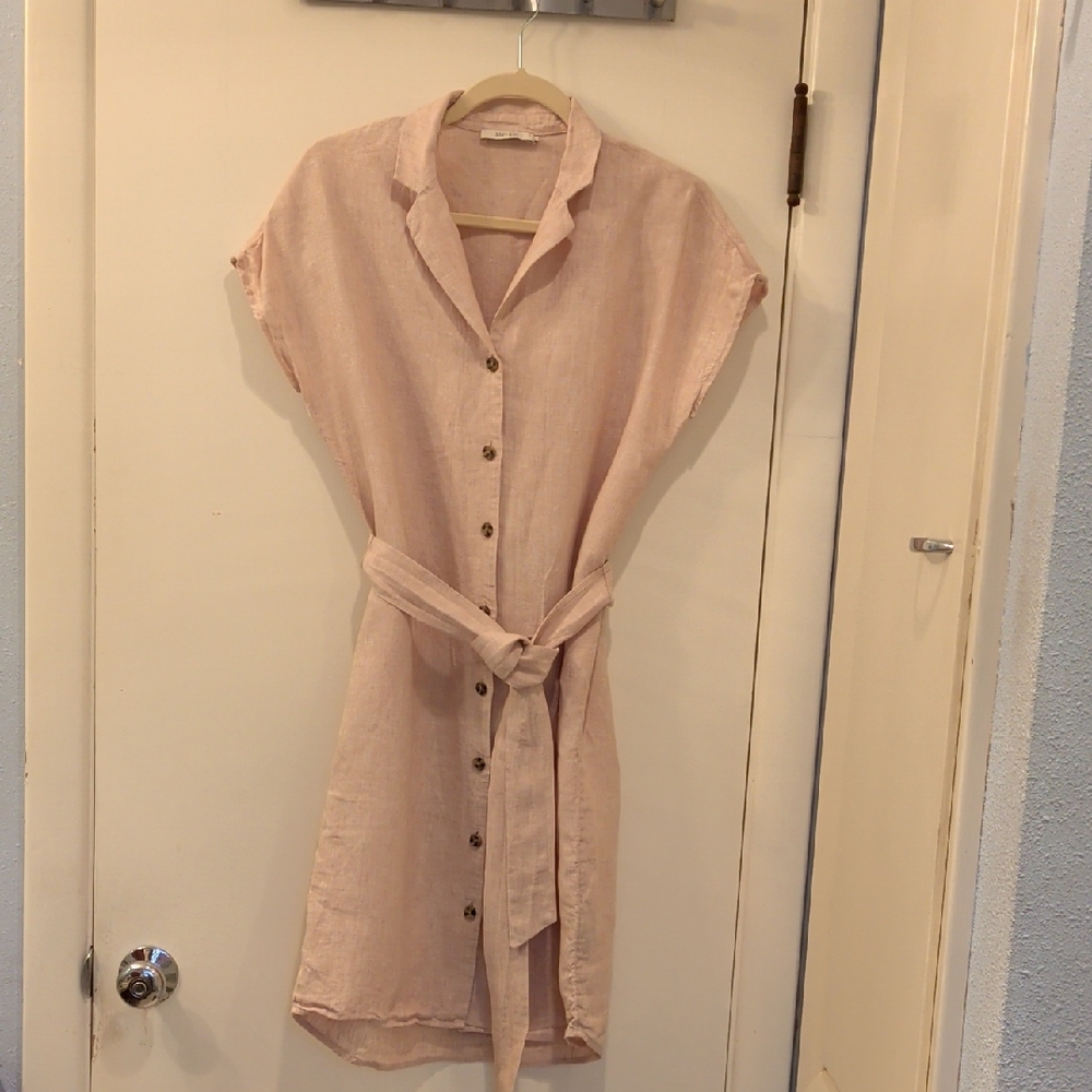 Sissy Boy Linen Button Up Belted Dress